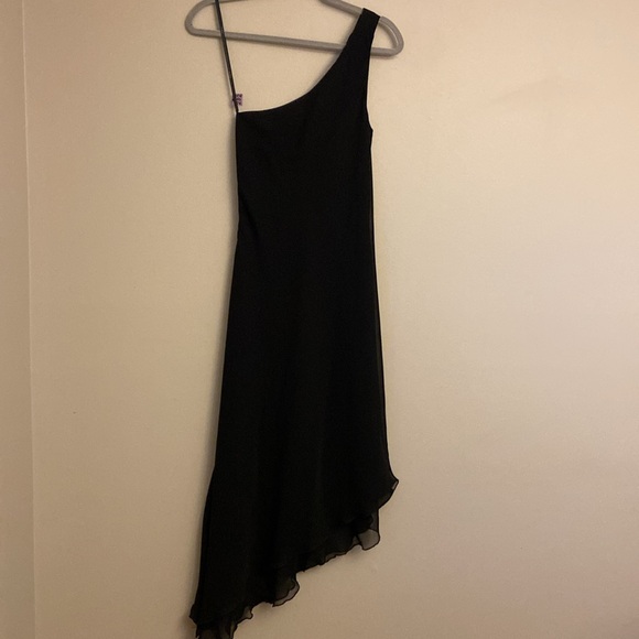 A.B.S Evening By Allen Schwartz Black One Shoulder Dress Size 4 - Picture 2 of 7